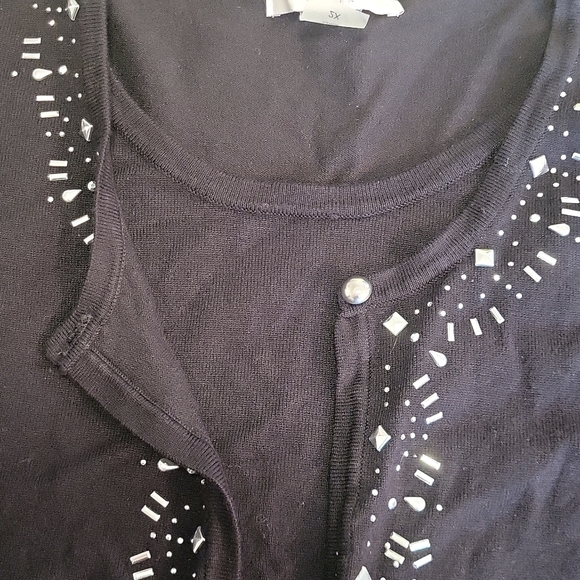 4 for $30 ๐ TanJay knit sparkley 3/4 sleeve fooler twin set size 2X - Picture 3 of 8